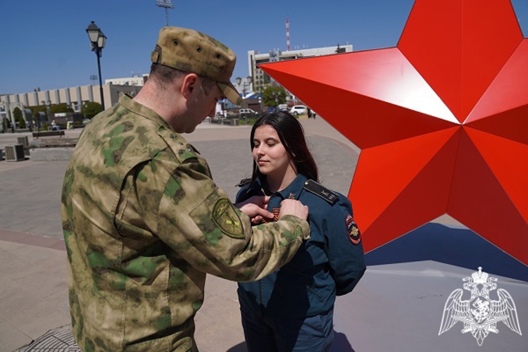 Курские росгвардейцы присоединились к Всероссийской патриотической акции  «Георгиевская ленточка»